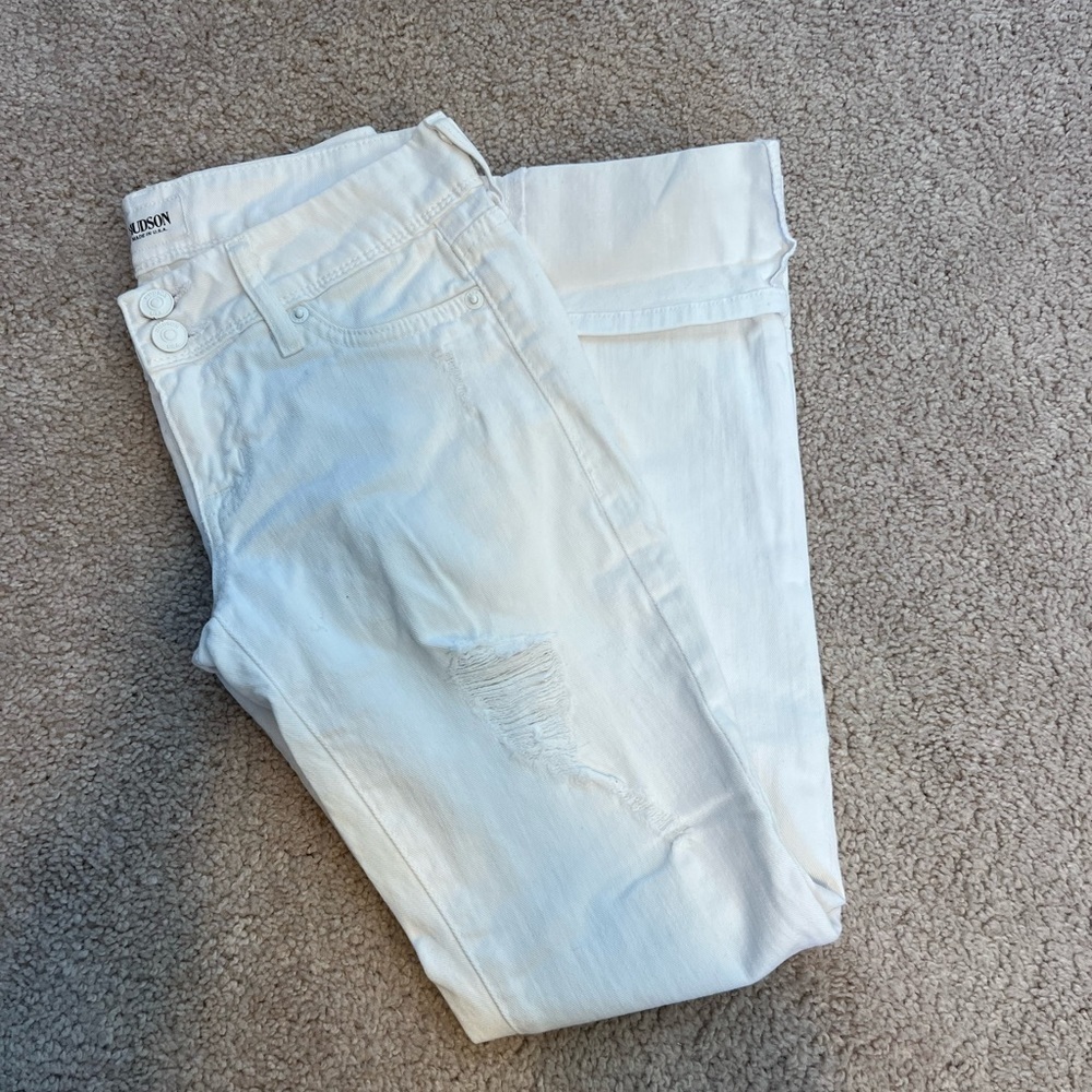 HUDSON Women’s White Distressed Jeans Size 24‎